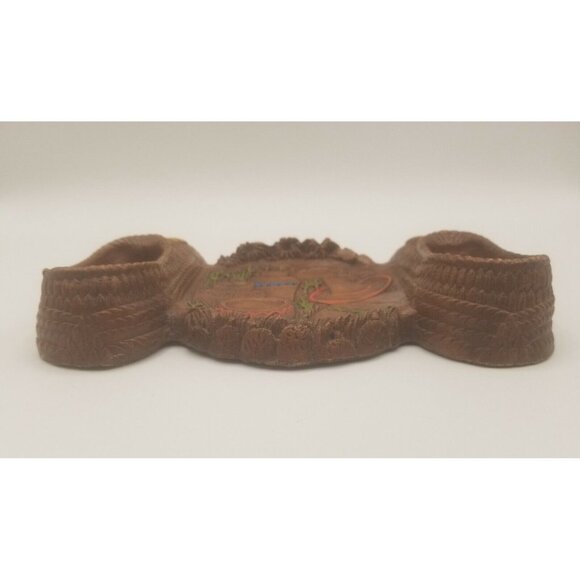 Orna Wood 1940's Double Pipe Holder Southwest Mexican Design Straw Shoes - Picture 3 of 7